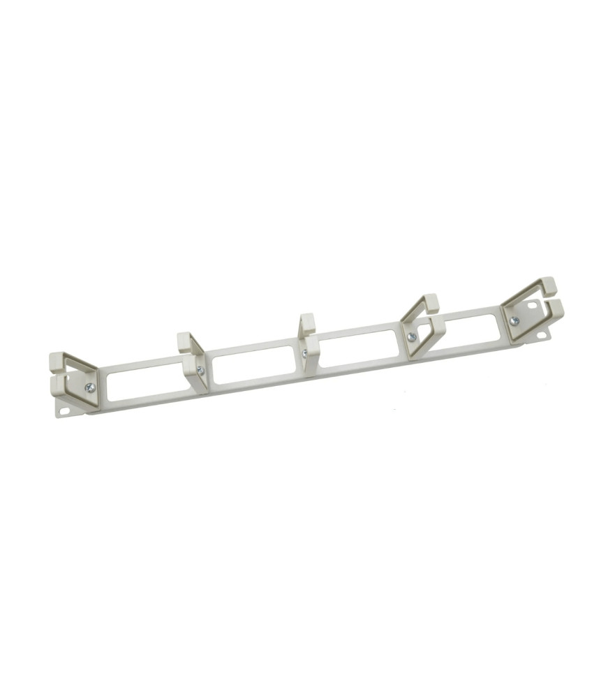1U 19 inch metal cable tray with 5 plastic hooks - white