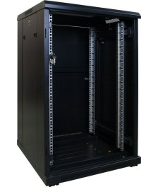 18 HE 19” Serverschrank, mit Glastür (BxTxH) 600 x 600 x 1000mm