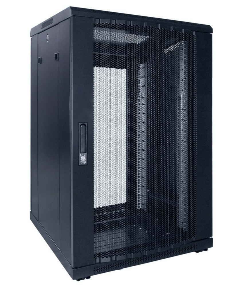 18U server rack with perforated door 600x600x1000mm (WxDxH)