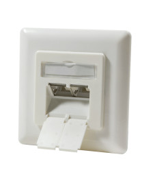 Dose Unterputz Cat. 6/ Class E zweifach, geschirmt, 2 x RJ45 Elfenbein