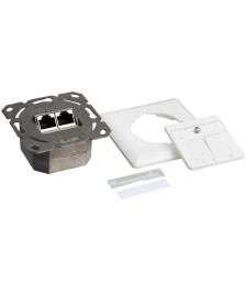Dose Unterputz Cat. 6/ Class E zweifach, geschirmt, 2 x RJ45 Weiß