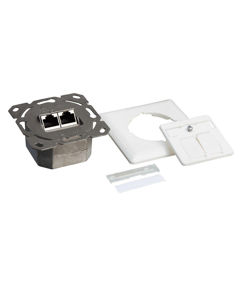 Dose Unterputz Cat. 6/ Class E zweifach, geschirmt, 2 x RJ45 Weiß