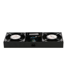 Fan-set with 2 fans and thermostat suitable for wall mount server racks