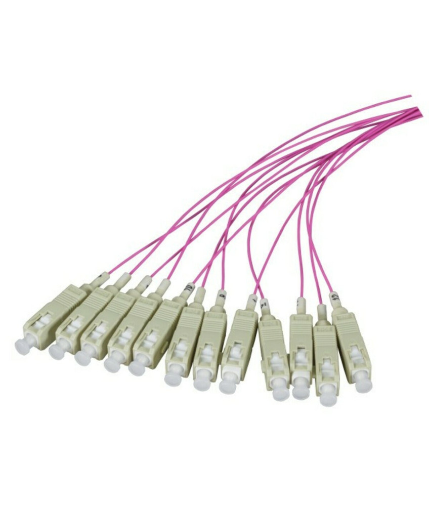 OM4 fibre optic pigtail purple ST - 12 pieces