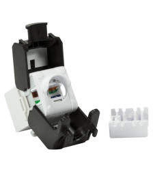 CAT6a UTP Keystone Connector - Toolless - Black/ White