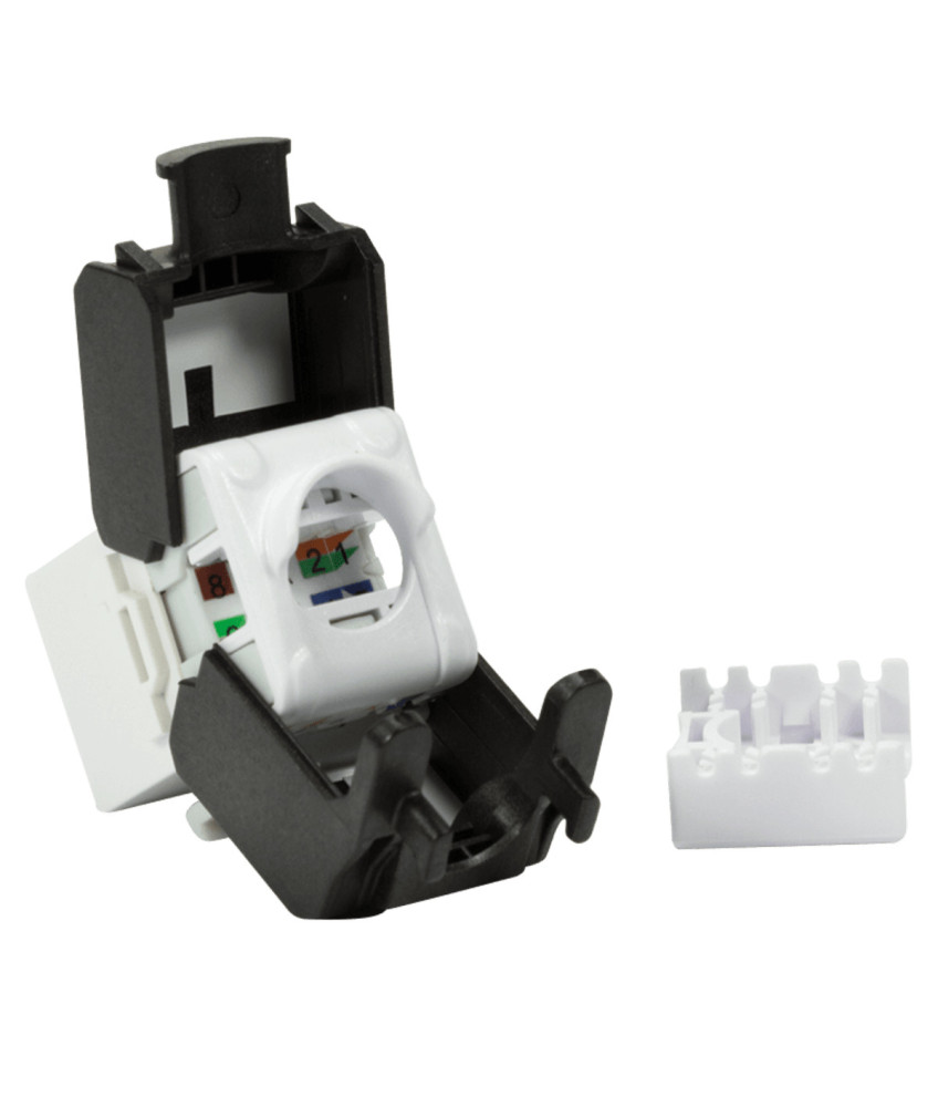 CAT6a UTP Keystone Netzwerkstecker - Toolless - Schwarz-Weiß