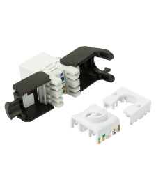 CAT6a UTP Keystone Connector - Toolless - Black/ White