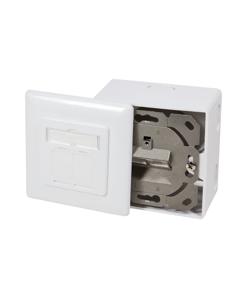 Dose Aufputz Cat. 6a/ Class E zweifach, geschirmt, 2 x 45RJ, Weiß