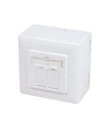 Dose Aufputz Cat. 6a/ Class E zweifach, geschirmt, 2 x 45RJ, Weiß