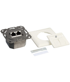 Dose Aufputz Cat. 6a/ Class E zweifach, geschirmt, 2 x 45RJ, Elfenbein