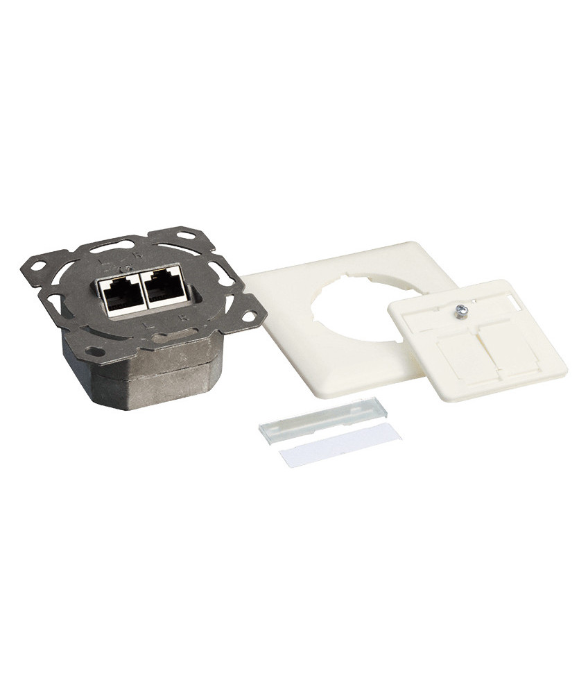 Dose Aufputz Cat. 6a/ Class E zweifach, geschirmt, 2 x 45RJ, Elfenbein