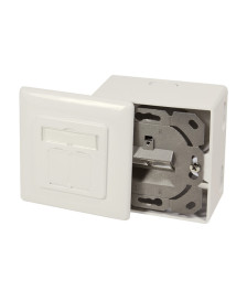 Dose Aufputz Cat. 6a/ Class E zweifach, geschirmt, 2 x 45RJ, Elfenbein