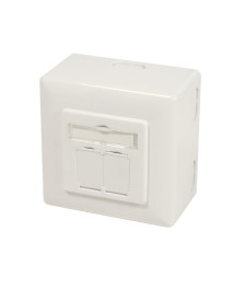 Dose Aufputz Cat. 6a/ Class E zweifach, geschirmt, 2 x 45RJ, Elfenbein