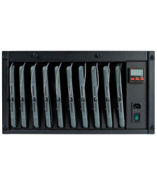 6U 19" laptop rack with Premium scalergy-tab drawer for 10 devices up to 11"