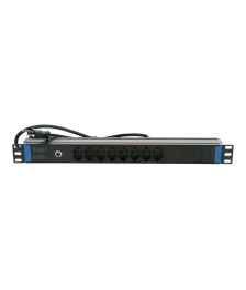 19 inch Swiss power strip with Surge Protection Overload - 8 sockets