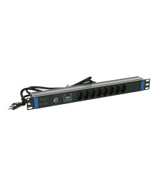 19 inch Swiss power strip with Surge Protection Overload - 8 sockets
