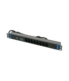 19 inch Swiss power strip with Surge Protection Overload - 8 sockets