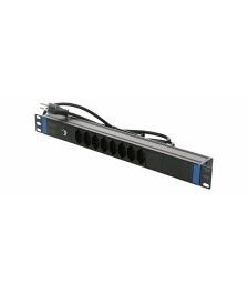 19 inch Swiss power strip with Surge Protection Overload - 8 sockets