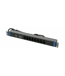 19 inch Swiss power strip with Surge Protection Device - 8 sockets