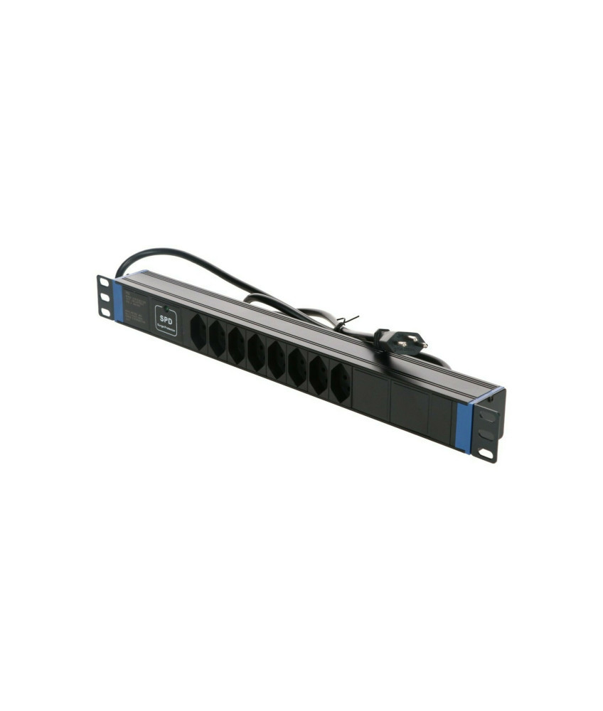 19 inch Swiss power strip with Master Overload - 8 sockets
