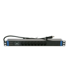 19 inch Swiss power strip with Master Overload - 8 sockets