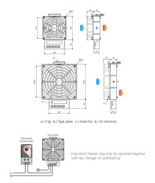 Heizelement für Outdoor Serverschränke 100W mit Ventilator
