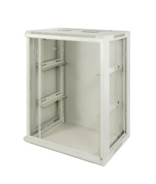15U white wall mount rack with metal door 600x450x770mm (WxDxH)