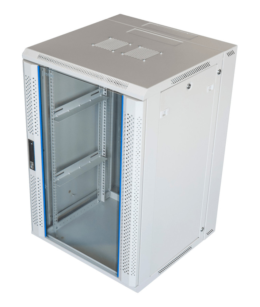 18U white wall mount (tilting) rack with metal door 600x600x1000mm (WxDxH)