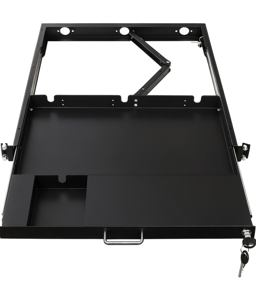 Keyboard and mouse tray, retractable and lockable, 1U, 19-inch, black