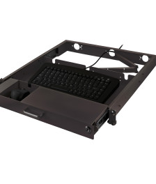 Keyboard and mouse tray, retractable and lockable, 1U, 19-inch, black