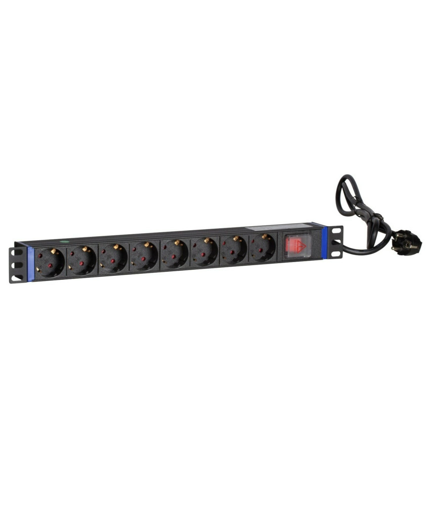 19” Steckdosenleiste mit Schalter - 8-fach