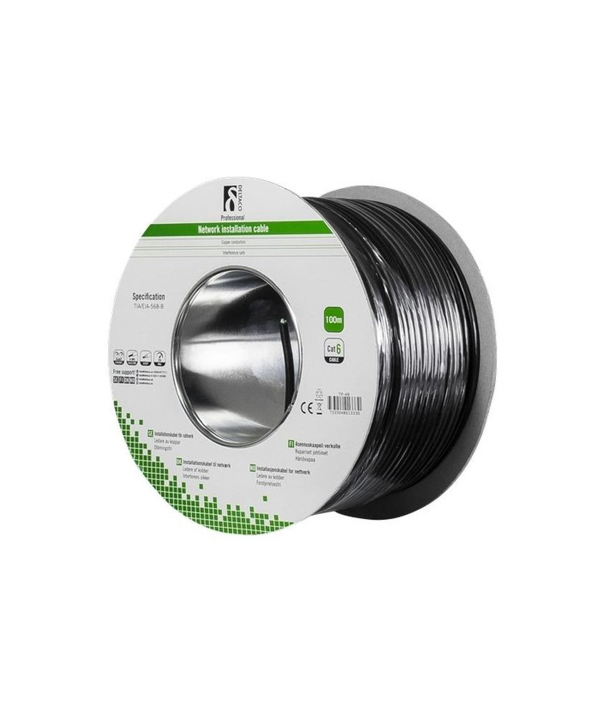 Alfaco Cat6 U/UTP-Kabel auf Rolle starrleiter 100 m grau LSZH – (Eca)