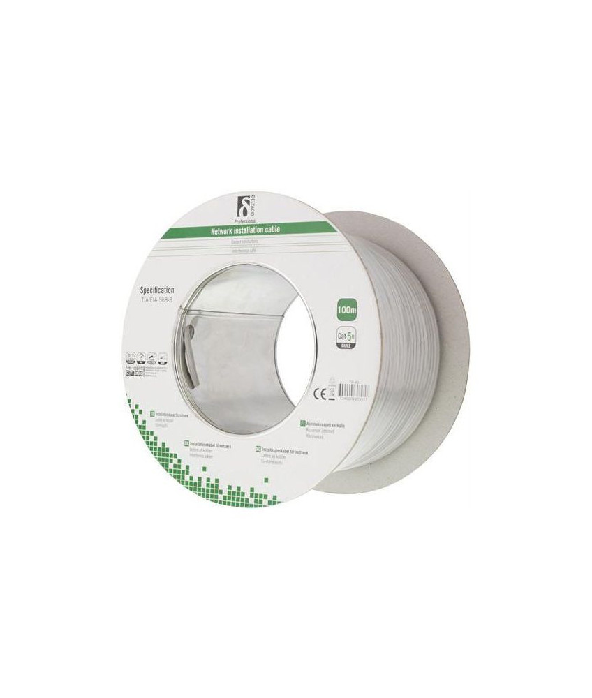 Alfaco Cat5e U/UTP-Kabel auf Rolle starrleiter 100 m grau LSZH – (Eca)
