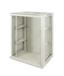 15 HE Serverschrank, Wandgehäuse, Weiß, mit Metaltür (BxTxH) 600 x 450
